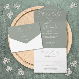 Casamento com Grafia Minimalista em Verde Sage