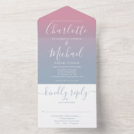 Casamento com Grafismo Elegante Rosa e Azul Ombre