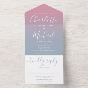 Casamento com Grafismo Elegante Rosa e Azul Ombre