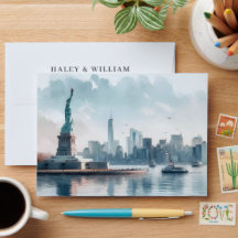 Casamento com Ilustração da Silhueta de Nova York