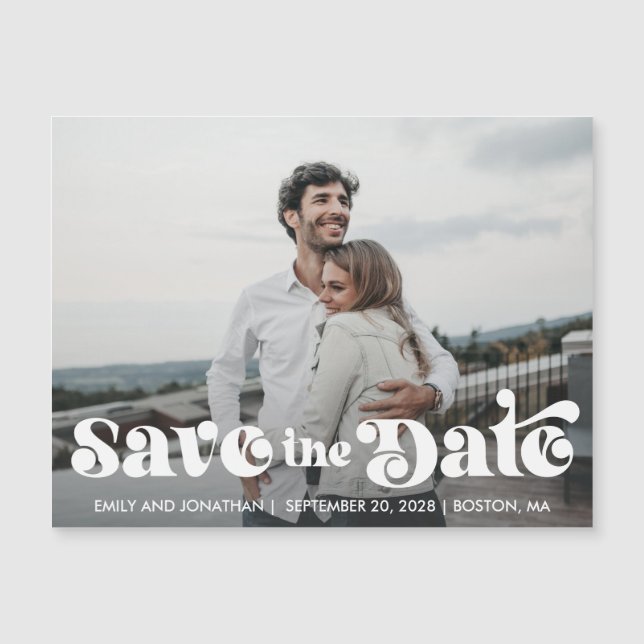 Casamento com Imã salve a data de Fotografias Retr (Frente)