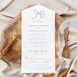 Casamento com Laço Azul Elegante