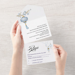 Casamento com Lanterna Azul Japonesa
