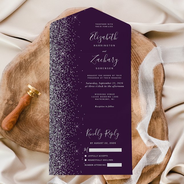 Casamento com Lente de Prata Roxo Moderno Escuro (Criador carregado)