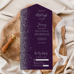 Casamento com Lente de Prata Roxo Moderno Escuro