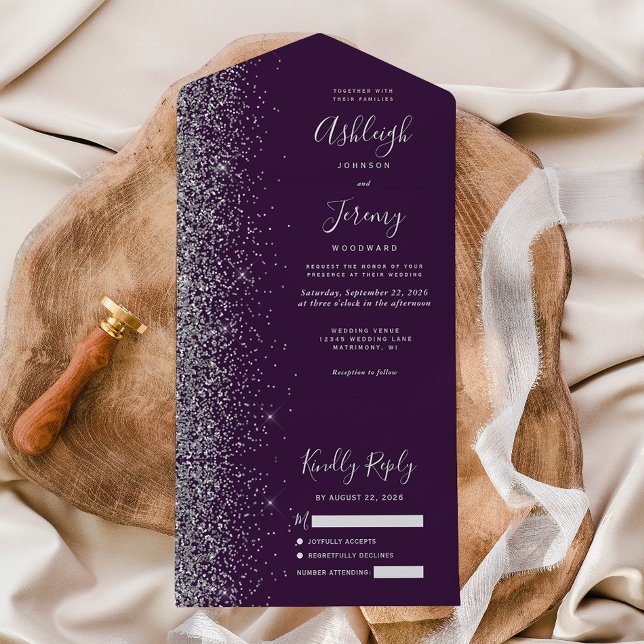 Casamento com Lente de Prata Roxo Moderno Escuro (Criador carregado)
