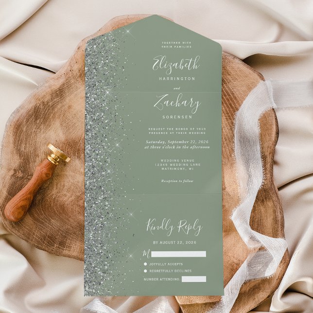 Casamento com Lente Verde de Prata Moderna (Criador carregado)