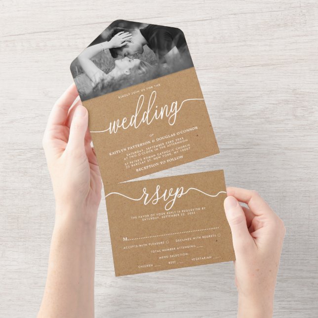 Casamento com Letra Simples Rustic Country Kraft (Tearaway)