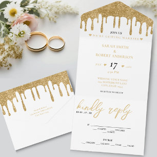 Casamento com Lixo Branco e Dourado