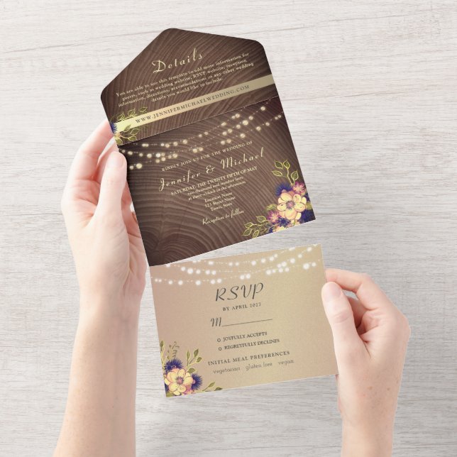 Casamento com Madeira Rústica e Luzes de Corda (Aba destacável)