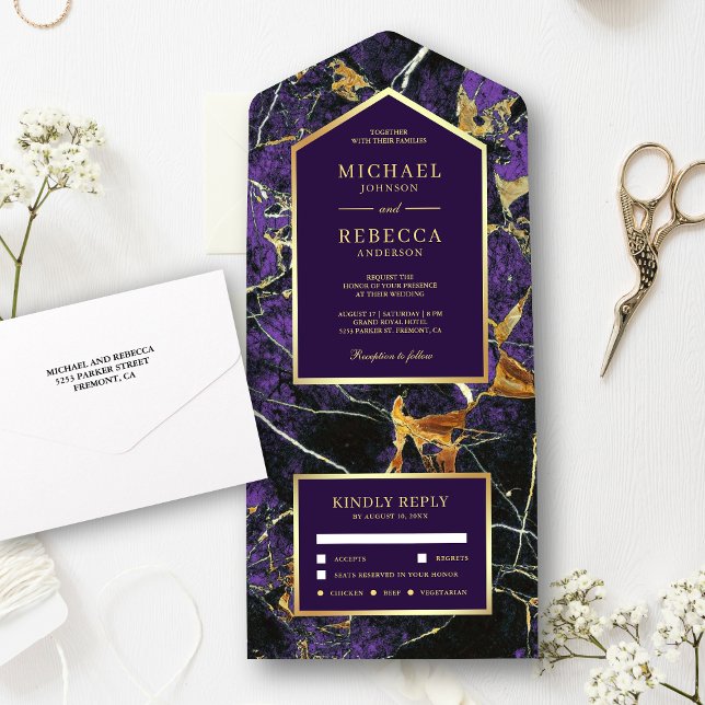 Casamento com Mármore Roxo e Folha de Ouro Falso (Criador carregado)