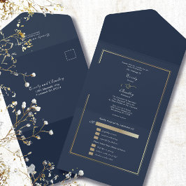 Casamento com Moldura Dourada e Fundo Azul-Marinho