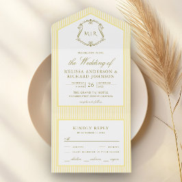 Casamento com Monograma de Crista Amarela Clássica
