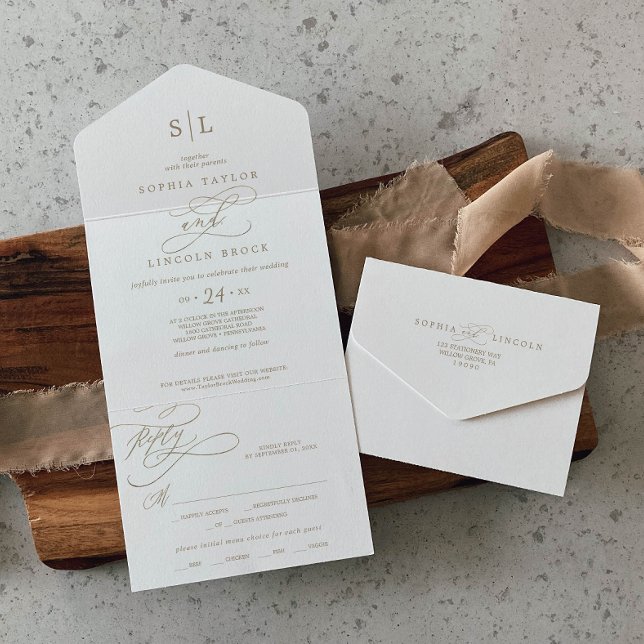 Casamento com Monograma Dourado Romântico (Criador carregado)