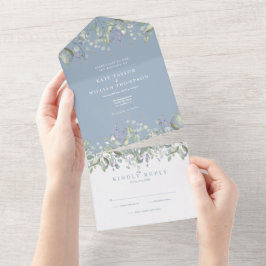Casamento com Monograma Floral de Sage Azul Poeire