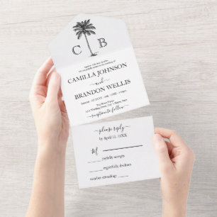 Casamento com Monogramas de Palmeira Tropical Eleg