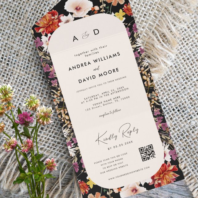 Casamento com o Código QR Botânico de Ivory Fall W (Criador carregado)
