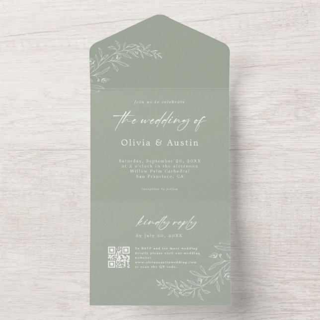 Casamento com o Código QR Verde do Moderno Minimal (Interno)