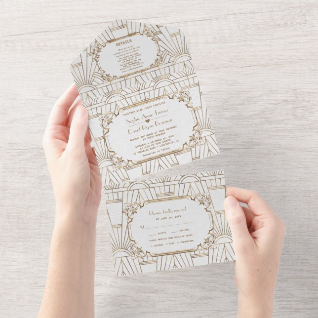 Casamento com o Excelente Dourado Branco Gatsby Ar (Tearaway)