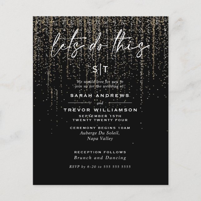 Casamento com Orçamento Baixo Guarnição de Glitter (Frente)