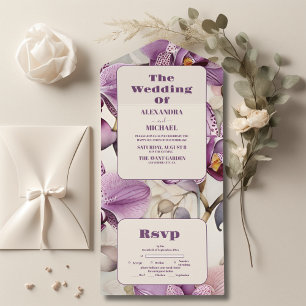 Casamento com Orquídea Púrpura de Aquarela