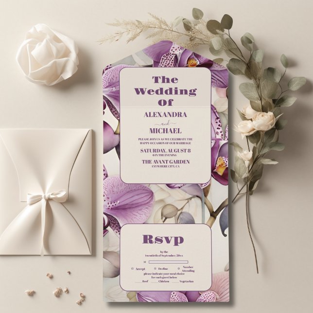Casamento com Orquídea Púrpura de Aquarela (Criador carregado)