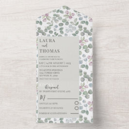 Casamento com padrão de eucalipto verde-sage rústi