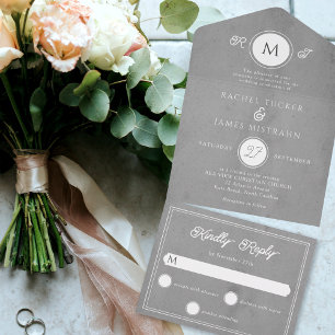 Casamento com Papel de Pergaminho da Cinza Moderna