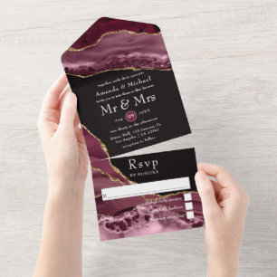 Casamento com Pedra Ágata Burgundy e Dourado