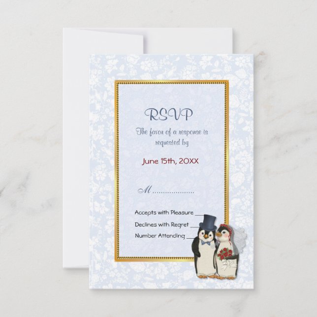 Casamento com pinguins - RSVP (Frente)