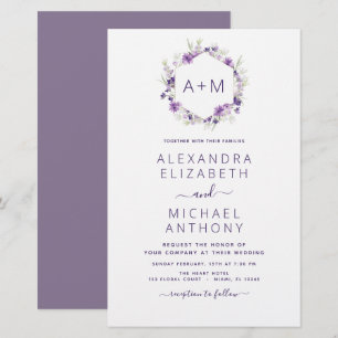 Casamento com Púrpura Púrpura Floral do Monogram