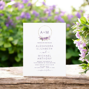 Casamento com Púrpura Púrpura Floral do Monograma