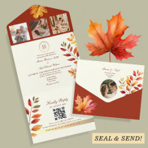 Casamento com QR Code de Outono Rústico