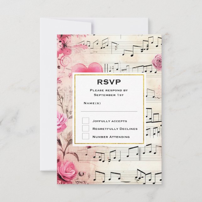 Casamento com Rosas e notas musicais (Frente)