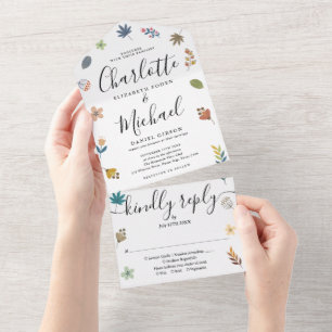 Casamento com Rótulo de Floral Moderno