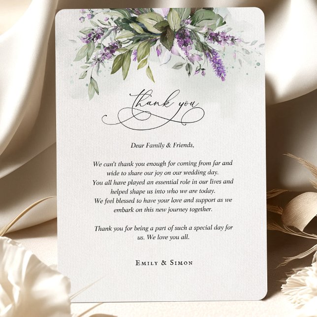 Casamento com Script Greenery de Lavanda cartões d (Criador carregado)