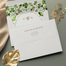 Casamento com Shamrock & Hearts Watercolor