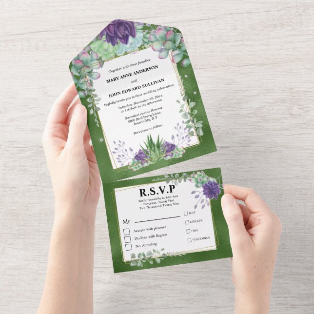 Casamento com shimmer roxo Eucalyptus cactus emera (Aba destacável)
