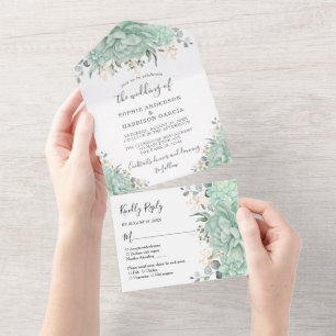 Casamento com Suculentos e Folhas Douradas
