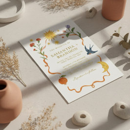 Casamento com Sun Whimsical & Moon Floral Gold