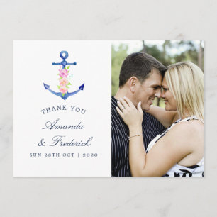 Casamento com Tema Náutico Agradecimento em Aquare