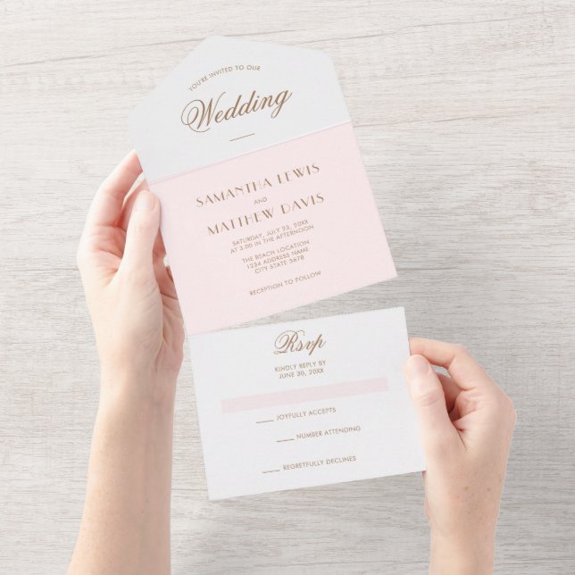 Casamento com Tema Parisiense Rosa Bege Simples e  (Tearaway)