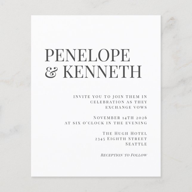 Casamento com Tipografia Branca Preta Elegante de  (Frente)