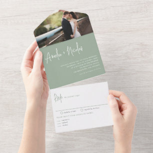 Casamento com Tipografia de Escrita Manual Verde S