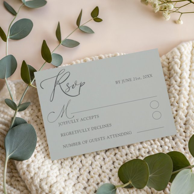 Casamento com Tipografia de Sage Green RSVP Minima (Criador carregado)