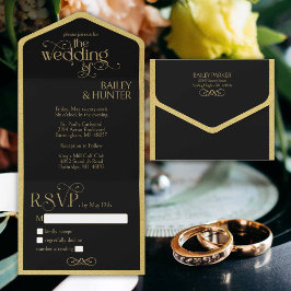 Casamento com Tipografia do Ornamentado Dourado El