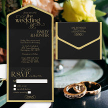 Casamento com Tipografia do Ornamentado Dourado El