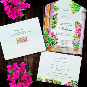 Casamento com Watercolor Old Town & Flowers México