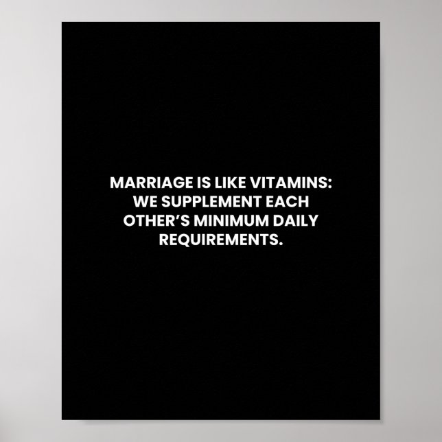 Casamento como vitaminas Poster engraçado (Frente)