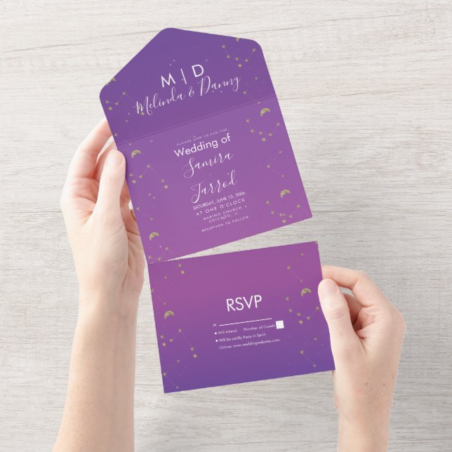Casamento Constellation Gold Purple Ombre (Tearaway)